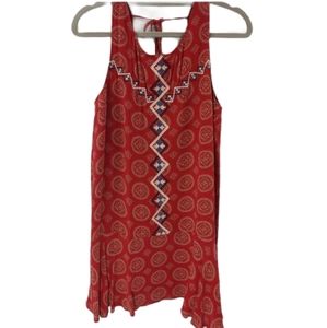 NWT Anthropologie THML Red Summer Tank Dress Boho Embroidered size Small